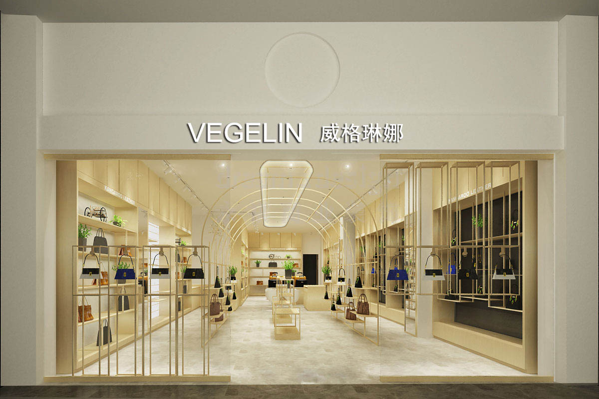 袋鼠皮具高桥店装修设计效果图_长沙高桥皮具城装修_箱包店面装修案例_长沙装修公司_永祺商业装饰